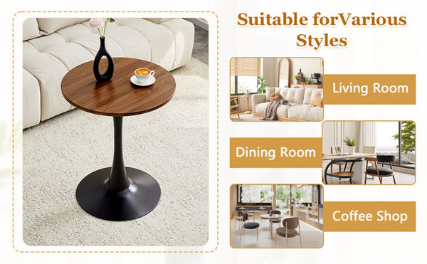 English Elm Round Faux Marble Tulip Dining Table Mid Century Pedestal Base for Compact Kitchens Walnut W2920P395713