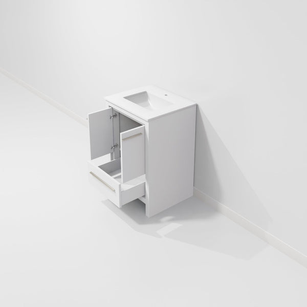 English Elm White Bath Vanity With Durable Quartz Top, Soft-Close Features & Smart Storage For Modern Bathrooms B2731P259269-GIGA