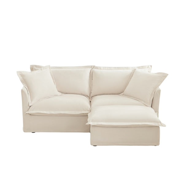 English Elm Slipcovered Sectional Sofa With Convertible Ottoman – Cozy Chenille L-Shaped Couch For Families & Pets W3041S00004-GIGA