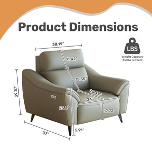 English Elm Zero Wall Power Recliner Compact Bonded Leather Chair with Lumbar and Quiet Motor W3795P455837