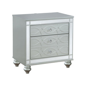 English Elm 2 Chic Two-Drawer Nightstand with Sparkling Acrylic Panels and Faceted Crystal Hardware for Glam Bedrooms Silver B016P255631