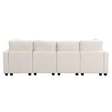 English Elm 103" Sectional Sofa Couch Sofa Bed U-Shaped Sofa With Two Movable Ottoman and Three Usb Ports For Living Room, Beige