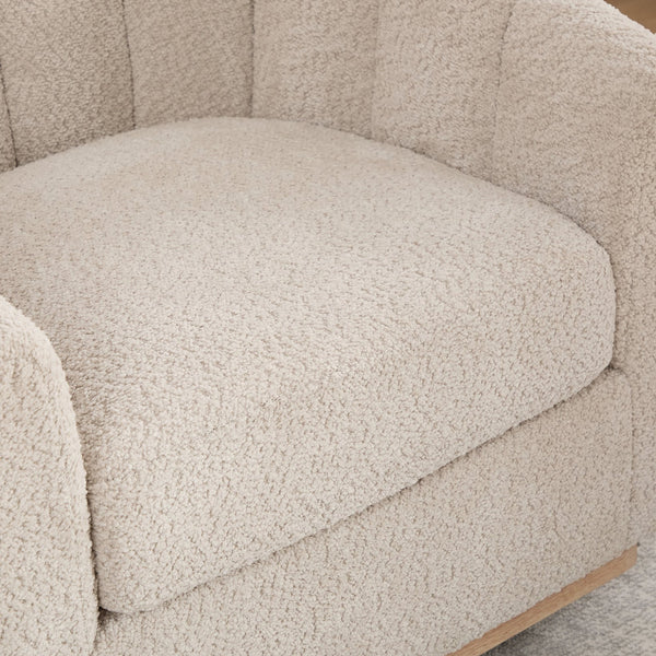English Elm 32.28 Plush Chenille Swivel Accent Chair with Tufted Barrel Design, Foam Seat & 360° Iron Base, 350LB Capacity Wheat W3098P301625