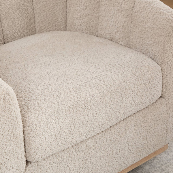 English Elm 31.89 Inch Chenille Tufted Swivel Barrel Armchair Pumpkin Sculpted Design for Living Rooms Wheat W3098P397229