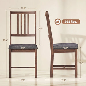 English Elm Upholstered Dining Chairs Set of 4 Linen Look Fabric Rubberwood Mid-century Kitchen T3971P476510