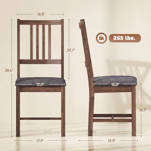 English Elm Upholstered Dining Chairs Set of 4 Linen Look Fabric Rubberwood Mid-century Kitchen T3971P476510