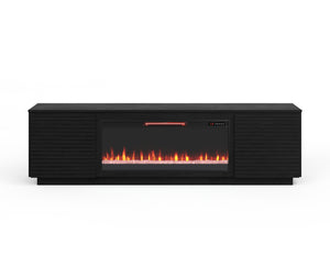 English Elm 89 Inch Fireplace TV Stand with 42" Electric Insert, Black Poplar & Okume Veneer, Fits TVs 100" B108P255364