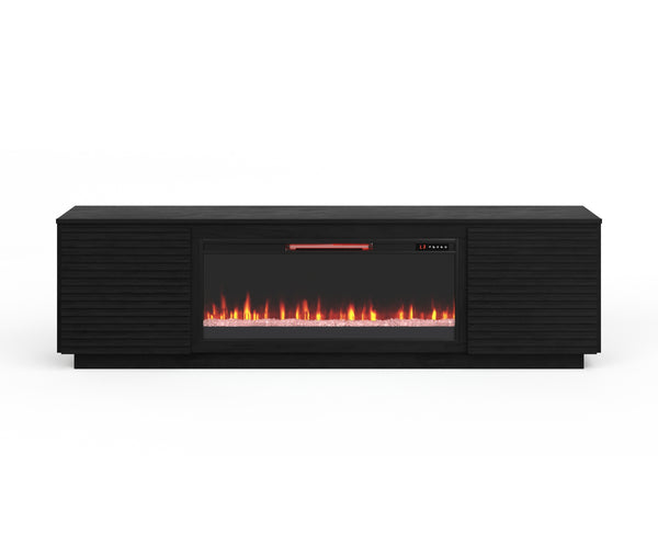 English Elm 89 Inch Fireplace TV Stand with 42" Electric Insert, Black Poplar & Okume Veneer, Fits TVs 100" B108P255364