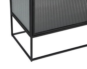 Sunpan Parsons Sideboard: Timeless Mid-Century Modern Design with Fluted Glass Doors and Matte Black Frame Large - 71W x 15D x 30H