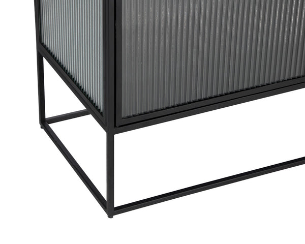Sunpan Parsons Sideboard: Timeless Mid-Century Modern Design with Fluted Glass Doors and Matte Black Frame Large - 71W x 15D x 30H