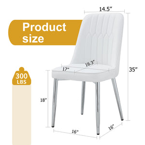 English Elm 2 Modern Dining Chairs with Plush PU Cushions and Gold Metal Legs for Stylish Comfort at Home White+Silver W1151P295416