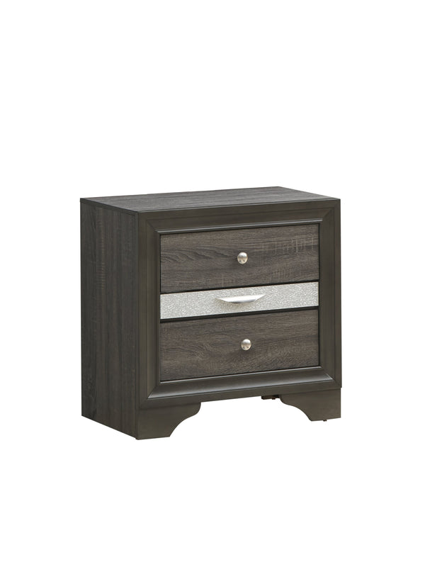 English Elm Madrid three-drawer nightstand with felt-lined top drawer, durable laminate wood grain finish and solid trim Gray 29 L x 29 W x 19 H B078P286058