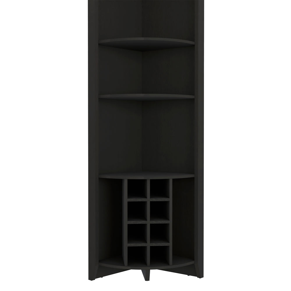 English Elm Essential Corner Bar Cabinet – Stylish Black Storage With Wine Rack, Shelves & Compact Design! B070S00326