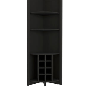 English Elm Essential Corner Bar Cabinet – Stylish Black Storage With Wine Rack, Shelves & Compact Design! B070S00326