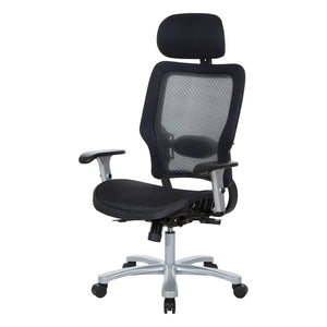 OSP Home Furnishings Air Grid Big and Tall Executive Chair with Breathable Mesh Lumbar Support and Synchro Tilt 63-11A653RHM