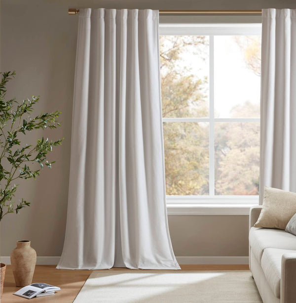 English Elm 2-pk Blackout Curtain Panels Quilted Thermal Noise Reducing Bedroom Privacy Drapes White B035P496615