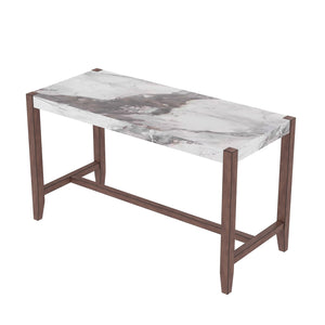 English Elm 5-Piece Faux Marble Counter Height Dining Set — 4 Upholstered Stools, Space-Saving Mid-Century Modern for Kitchen N752S011086A