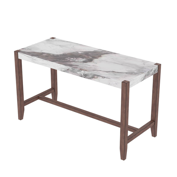 English Elm 5-Piece Faux Marble Counter Height Dining Set — 4 Upholstered Stools, Space-Saving Mid-Century Modern for Kitchen N752S011086A
