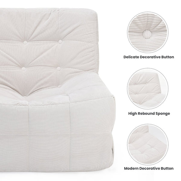 English Elm Bean Bean Bag Chair for Adults with Ottoman Filled with High-Density Memory Foam for Superior Comfort and Support Beige T3623P408789