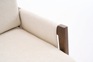English Elm Mid-Century Solid Wood Accent Chair with Chenille Upholstery, Ergonomic Waist Support, Sturdy 300lb Capacity Beige T3903P372379