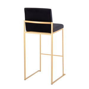 English Elm Fuji High Back Barstool Set Of 2 - Luxurious Gold Steel Frame & Black Velvet For Modern Elegance B202P222178