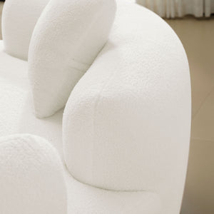 English Elm 66.93 Curved Loveseat 73" Heart-Shaped Teddy Velvet Sofa Full Foam & Spring Support, No-Assembly Cozy Compact White W3612P332115