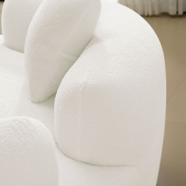 English Elm 66.93 Curved Loveseat 73" Heart-Shaped Teddy Velvet Sofa Full Foam & Spring Support, No-Assembly Cozy Compact White W3612P332115