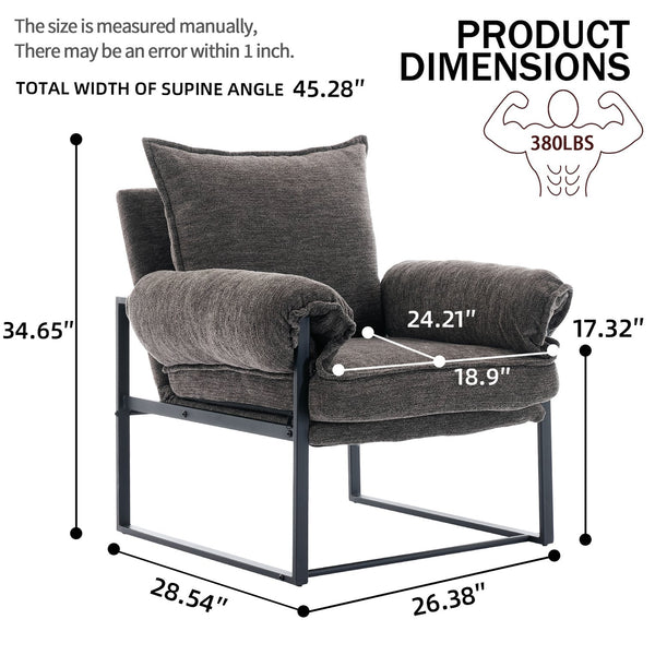 English Elm Adjustable ergonomic recliner chair with 6-position 90°–180° support for lumbar comfort and versatile use Gray W2311P357153