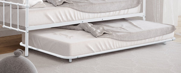 English Elm Contemporary Full-Size Metal Bed Frame with Minimalist Design, Lightweight, Foundation-Free Ease White 16 L x 78 W x 8 H B2741P364825