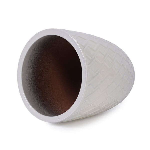 English Elm Ceramic Handcrafted White Planter - Elegant Modern Flowerpot For Indoor & Outdoor Spaces, 21.46Cm W3273P326366