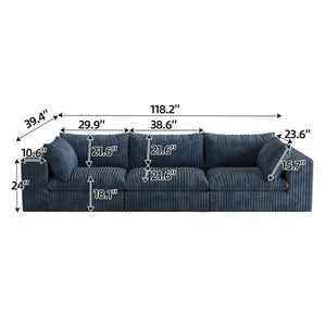 English Elm 118.2" Cloud Sofa - Plush Corduroy Fabric, Modular Design, Removable Cushions For Ultimate Comfort W2824S00084