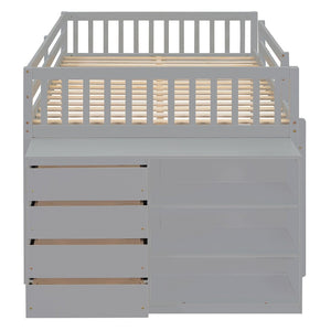 English Elm Full Over Bunk Bed with Four Drawers Three Shelves Pine and Mdf Kids Frame Gray LT000267AAE-1