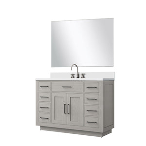 English Elm White Oak Single Bath Vanity Set With Cultured Marble Countertop, Mirror & Chrome Faucet - 48" W B2731S01963-GIGA