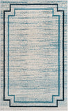 Unique Loom Oasis Fountain Machine Made Border Rug Blue, Ivory/Navy Blue/Gray 5' 1" x 8' 0"