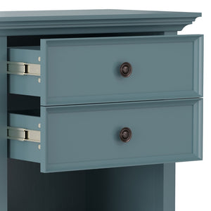 English Elm Amherst French Blue Solid Wood Nightstand with Open Shelf and Bronze Hardware B136P488703