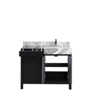 English Elm Black 42" Bath Vanity with Castle Grey Marble Top, Chrome Faucet, Soft-Close Drawers & Storage B2731P261092