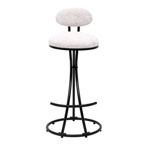 English Elm Round Floral Print Bar Stools Set of 2 - Black Metal Counter Seating, Padded Water-Resistant Cushions, Footrest, 27.95" Seat Height, Modern Durable Design W1757P268901