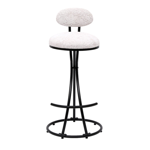 English Elm Round Floral Print Bar Stools Set of 2 - Black Metal Counter Seating, Padded Water-Resistant Cushions, Footrest, 27.95" Seat Height, Modern Durable Design W1757P268901