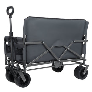 English Elm 3-in-1 Convertible Folding Utility Wagon with Bench Seat Carbon Steel Heavy Duty Gray W2932P312717