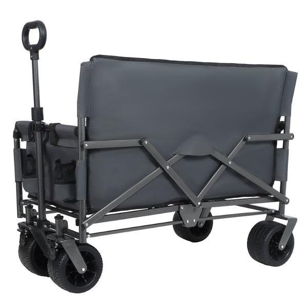 English Elm 3-in-1 Convertible Folding Utility Wagon with Bench Seat Carbon Steel Heavy Duty Gray W2932P312717
