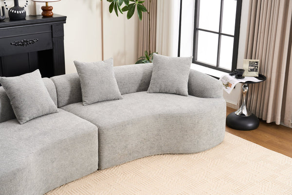 English Elm Curved Boneless Sofa modular 110" sectional with high-density foam & spring core, kid‑friendly curves, no assembly required for easy moving and cozy lounging Grey W2231S00007