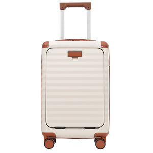 English Elm Luggage 5 Piece Abs Hardshell Travel Set with Usb Port Spinner Wheels and Tsa Lock Brown+White N732P265290K