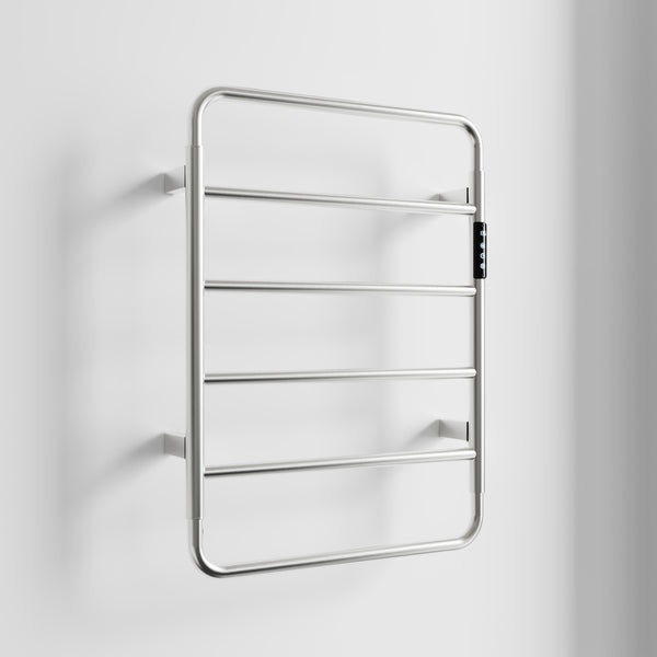 English Elm 18.7" Heated Towel Rack with Touchscreen Timer, 6-Bar Stainless Steel 150W Rapid Warm Carbon Fiber Brushed Nickel T3177P305025
