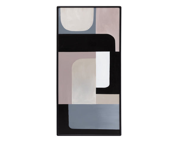 Sunpan RADICAL Triptych Set of 3 Hand-Painted Geometric Wall Art in Black Floater Frame - 28" x 66" A0368