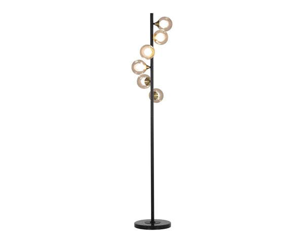Sunpan MISTY Sculptural Floor Lamp with Opal Glass Globes & Brass Accents for Modern Ambient Lighting 106799