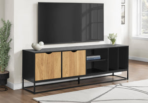 English Elm Tv Stand 72 Inch Media Console Laminate Finish Solid Wood Legs Cable Management Storage B2710P461909
