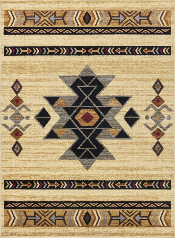 English Elm Tribes Cream Southwest Area Rug 5'3" X 7'3" - Durable, Stylish, Kid & Pet-Friendly For Any Room B186P181001-GIGA