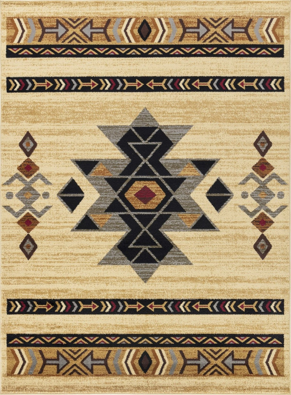 English Elm Tribes Cream Southwest Area Rug 7'10" X 10'3" - Durable, Low Pile, Kid & Pet Friendly Design B186P181000-GIGA