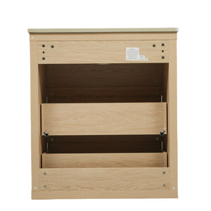 English Elm Christopher Knight Home® - 60" Double Sinks Bathroom Vanity Set with Two Ceramic Basins, Soft-Close Drawers, Sleek Handle-Free Design Natural Wood N817P280550N