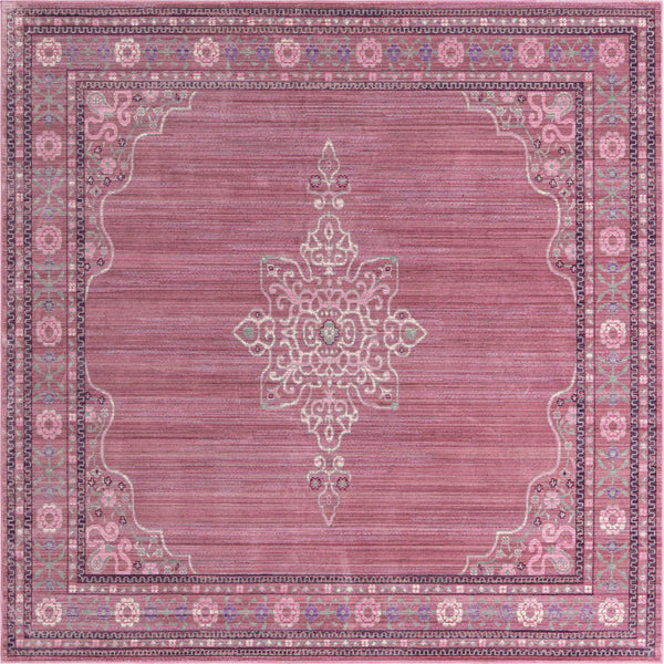 Unique Loom Austin D'Amore Machine Made Floral Rug Pink, Beige/Gray/Maroon/Purple 8' 0" x 8' 0"